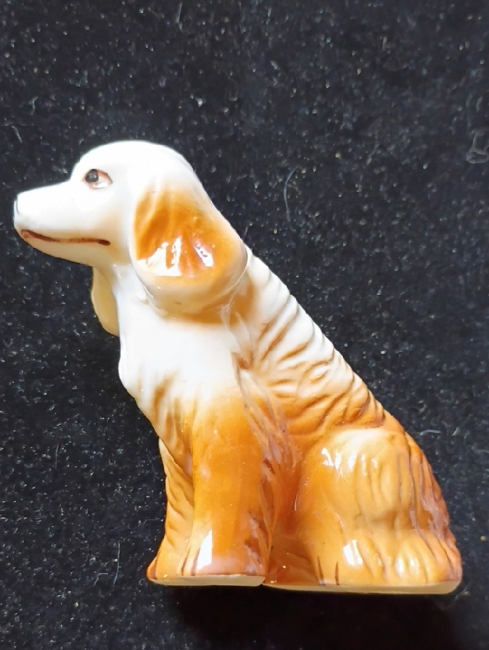 Porcelain Dog Figurine - White and Brown Decorative Pet Statue